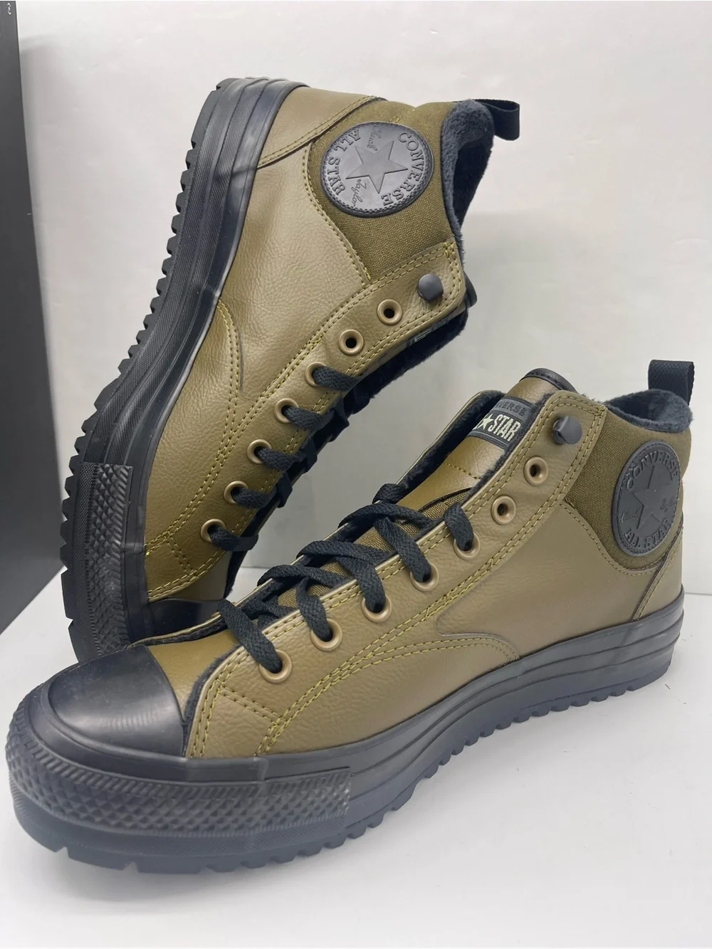 Converse Olive Green and Black High-Top Sneakers